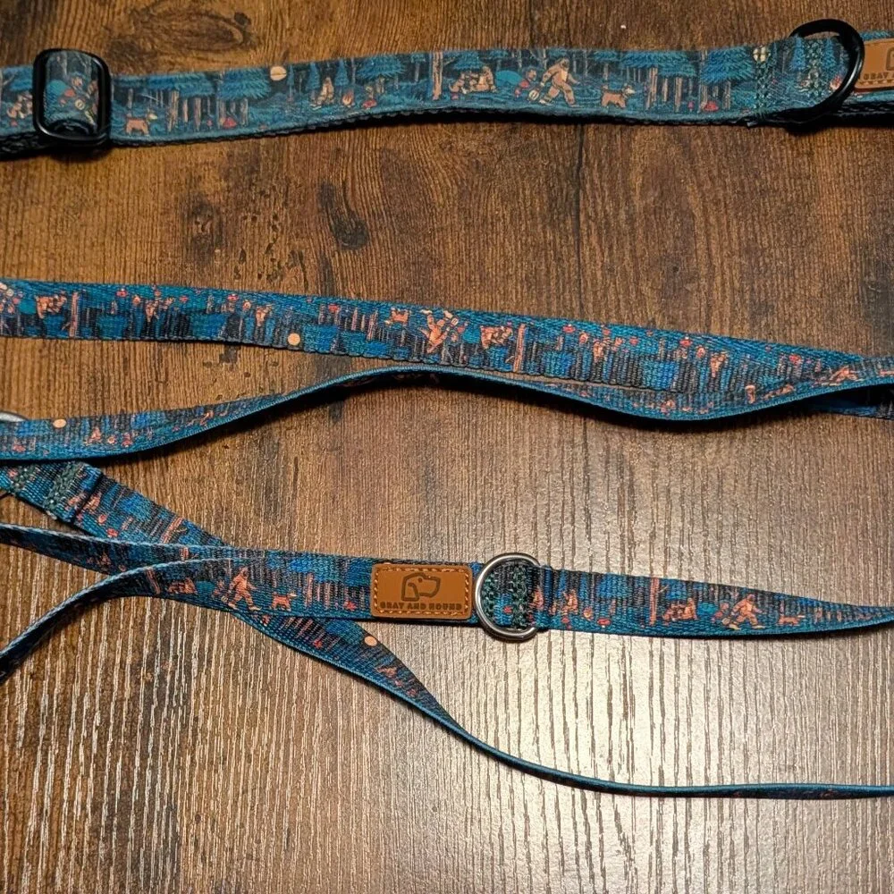 Gray and Hound Sasquatch Dog Collar and Leash